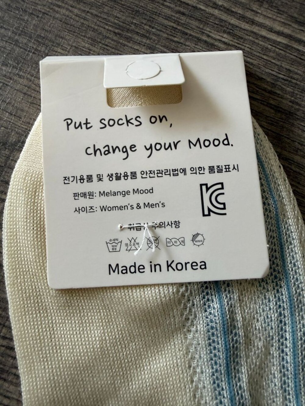 NWT Melange Mood Womens Striped Knit Socks In Cream & Blue Made In Korea - Picture 6 of 7